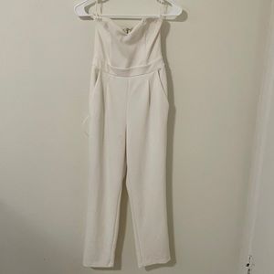White strapless express jumpsuit